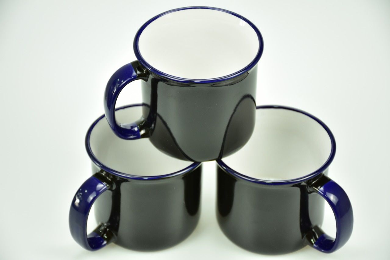 Enamel Shaped Mugs Blue Enamel Shaped Mugs Blue